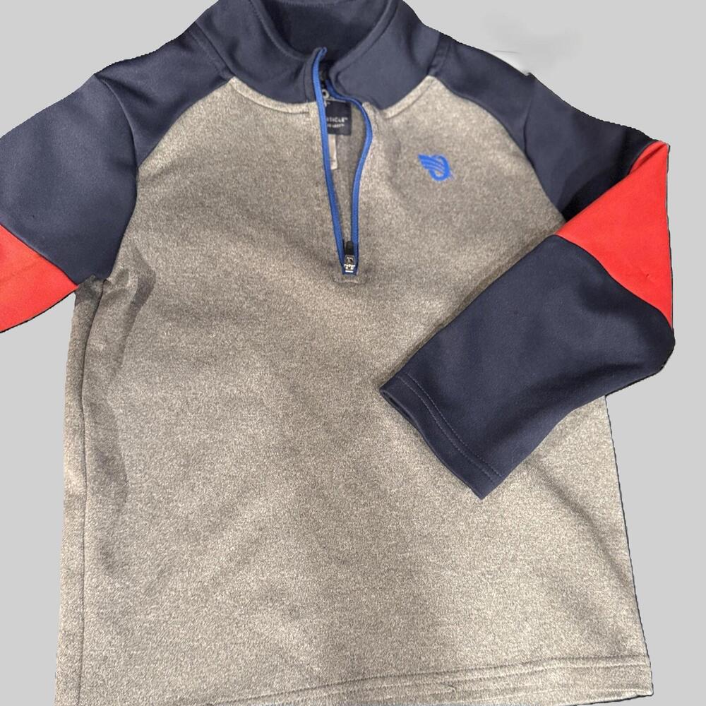 OshKosh Sweatshirt 5 Youth Gray Blue Red 1/4  Zip Pullover Casual High Neck